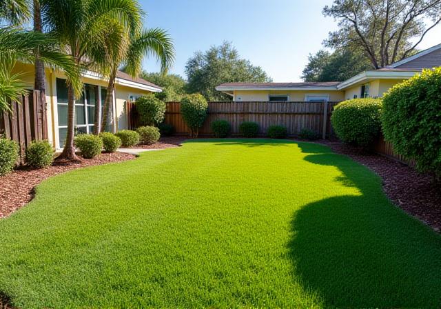 Residential backyard in Jacksonville after professional cleanup and manicuring by Jungle Life Landscape LLC